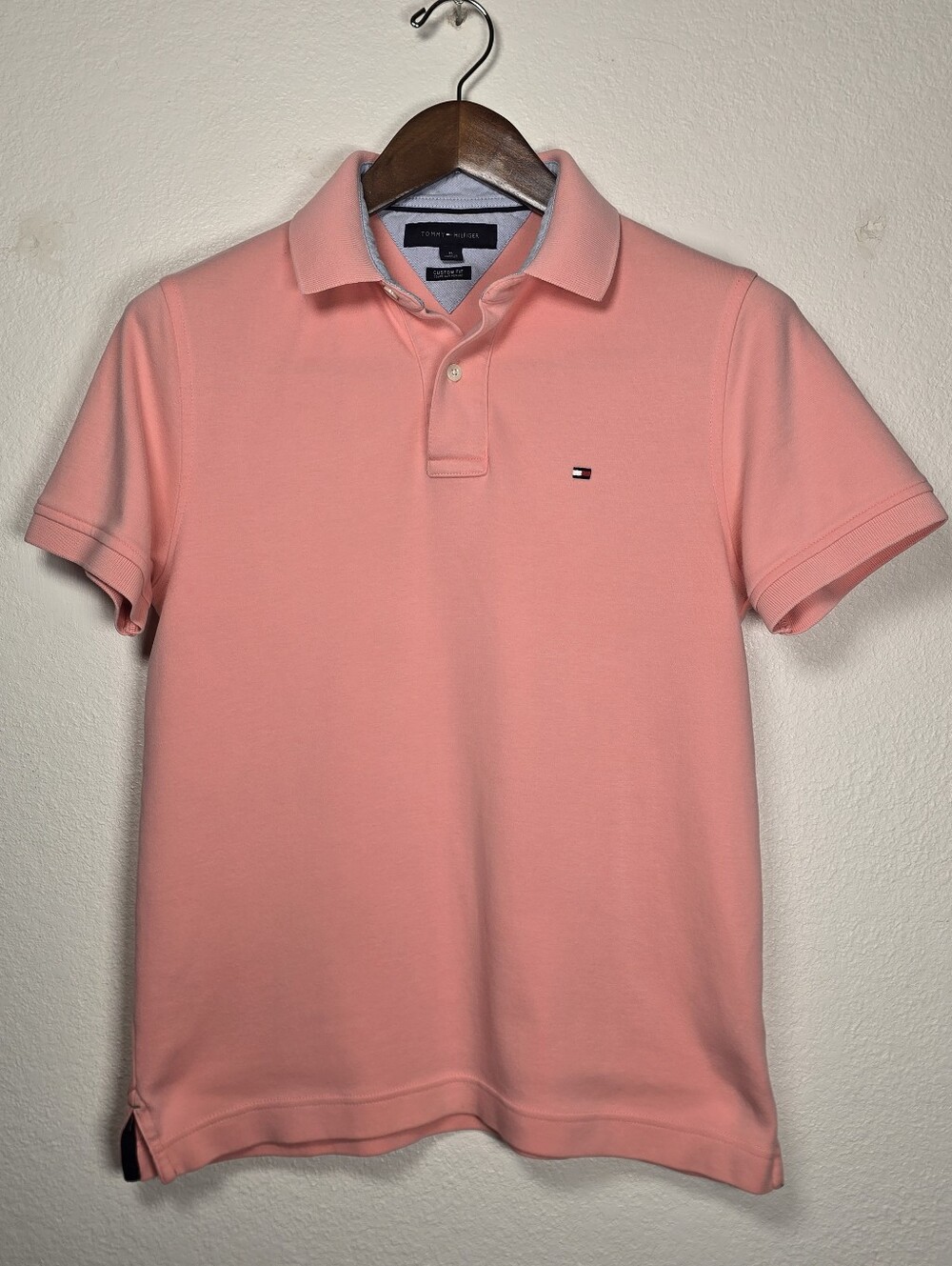 Tommy Hilfiger Men's Custom Fit Polo Shirt Pink Coral Medium M